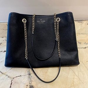 Kate Spade large, black purse with chain straps.
